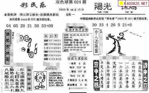 双色球20年024期阳光探码 彩民乐图谜