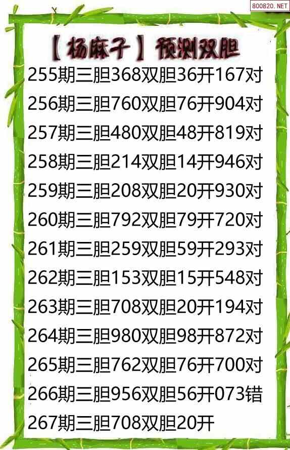 21267期杨麻子福彩3d胆码图谜