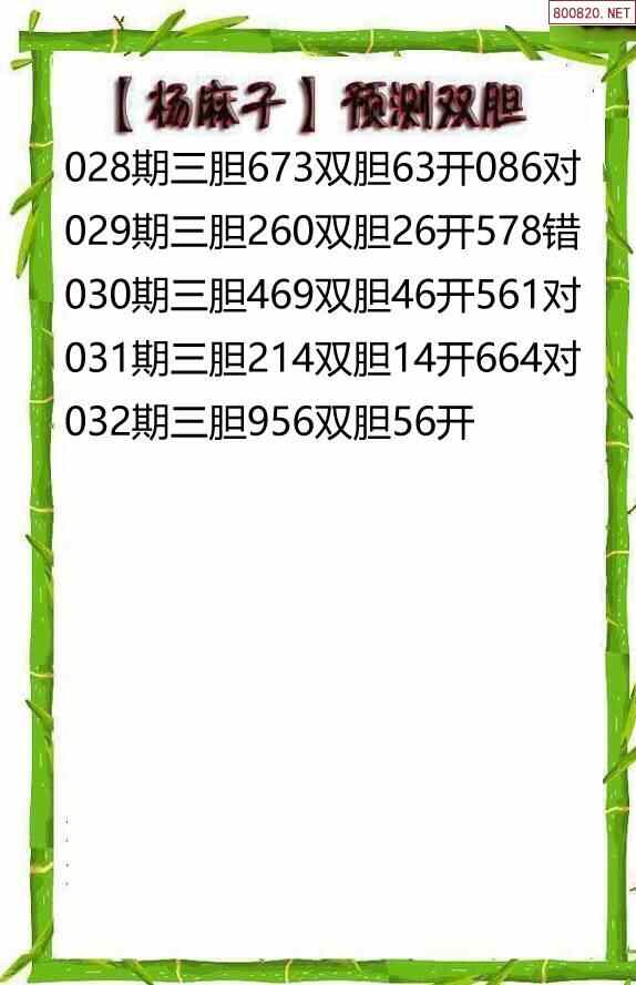 22032期杨麻子福彩3d胆码图谜