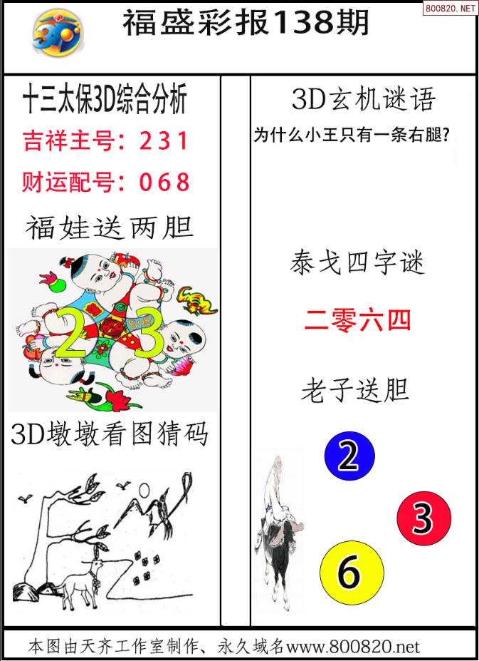 福盛彩报2022138期3d图谜