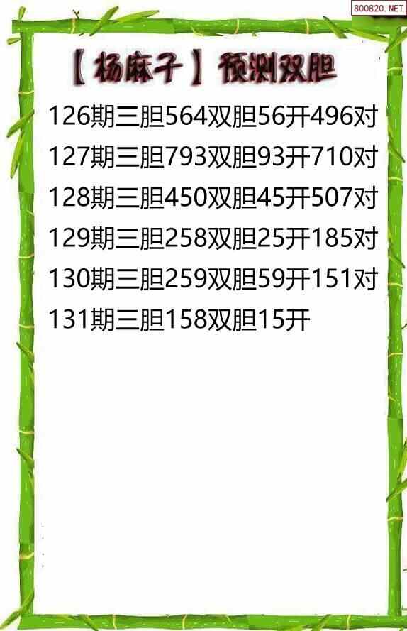 23131期杨麻子福彩3d胆码图谜