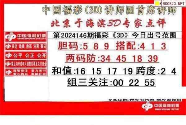 146期于海滨福彩3d专家点评(图迷版)